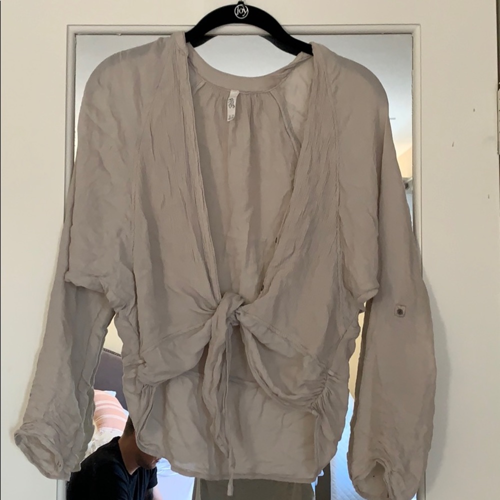 Free People | taupe tie wrap top
